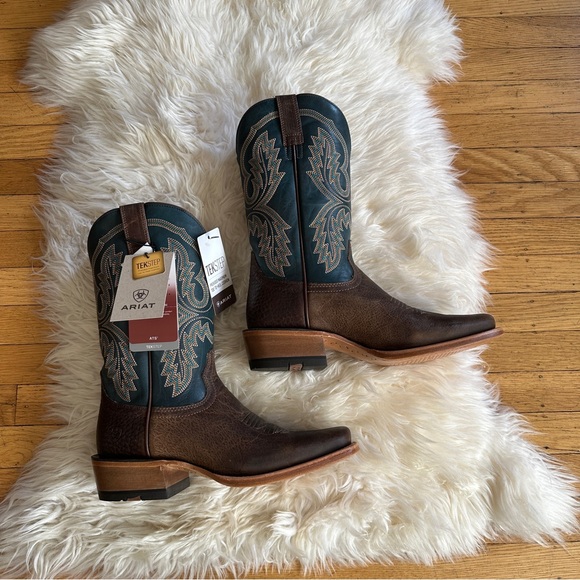 ariat futurity cashout brown teal blur western cowboy boots mens us 9 - Picture 3 of 6